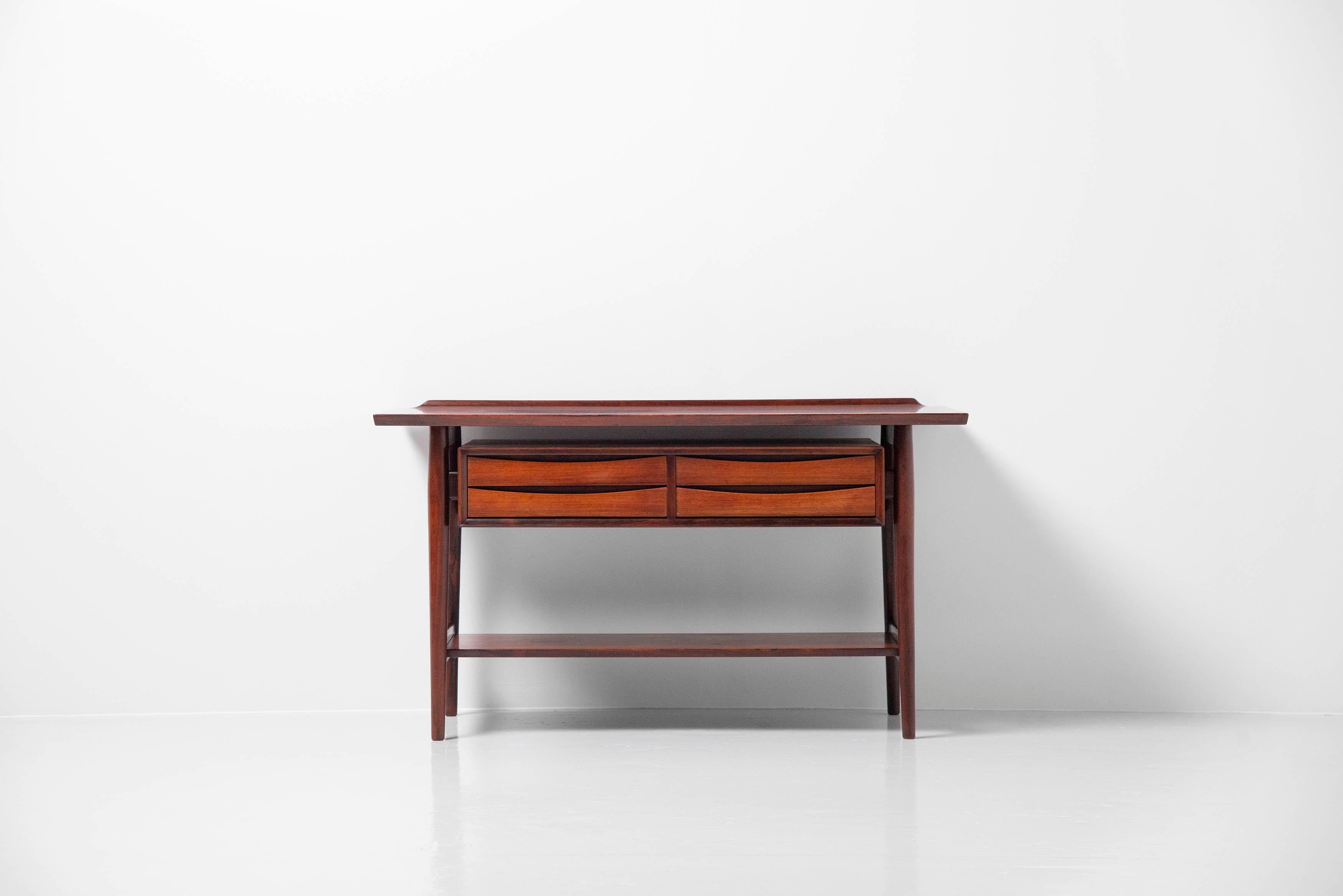 Scandinavian Modern Arne Vodder Drawer Console Table, Denmark, 1960