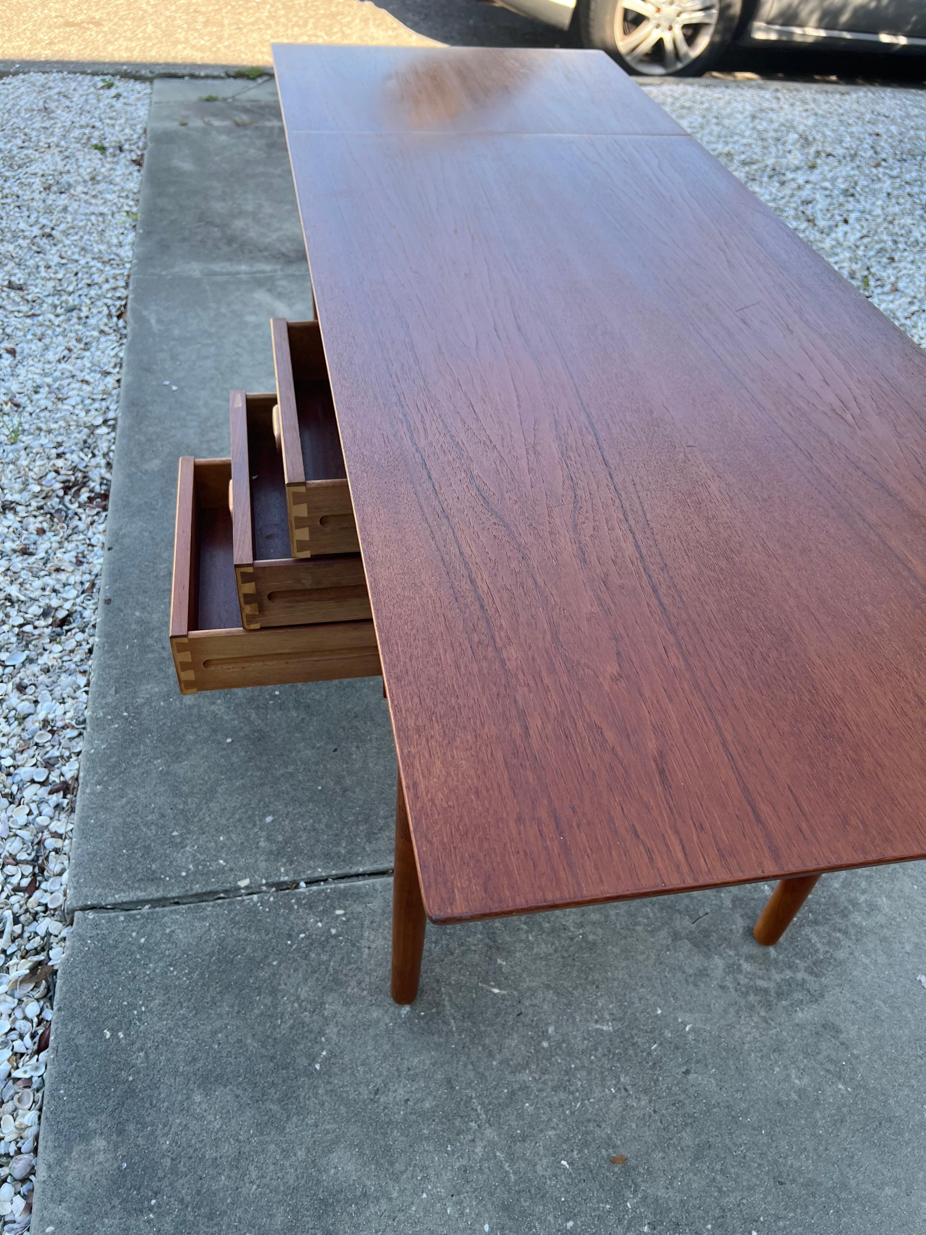 Arne Vodder Drop Leaf Desk Denmark Teak Sliding Drawers 1950's MCM For Sale 5