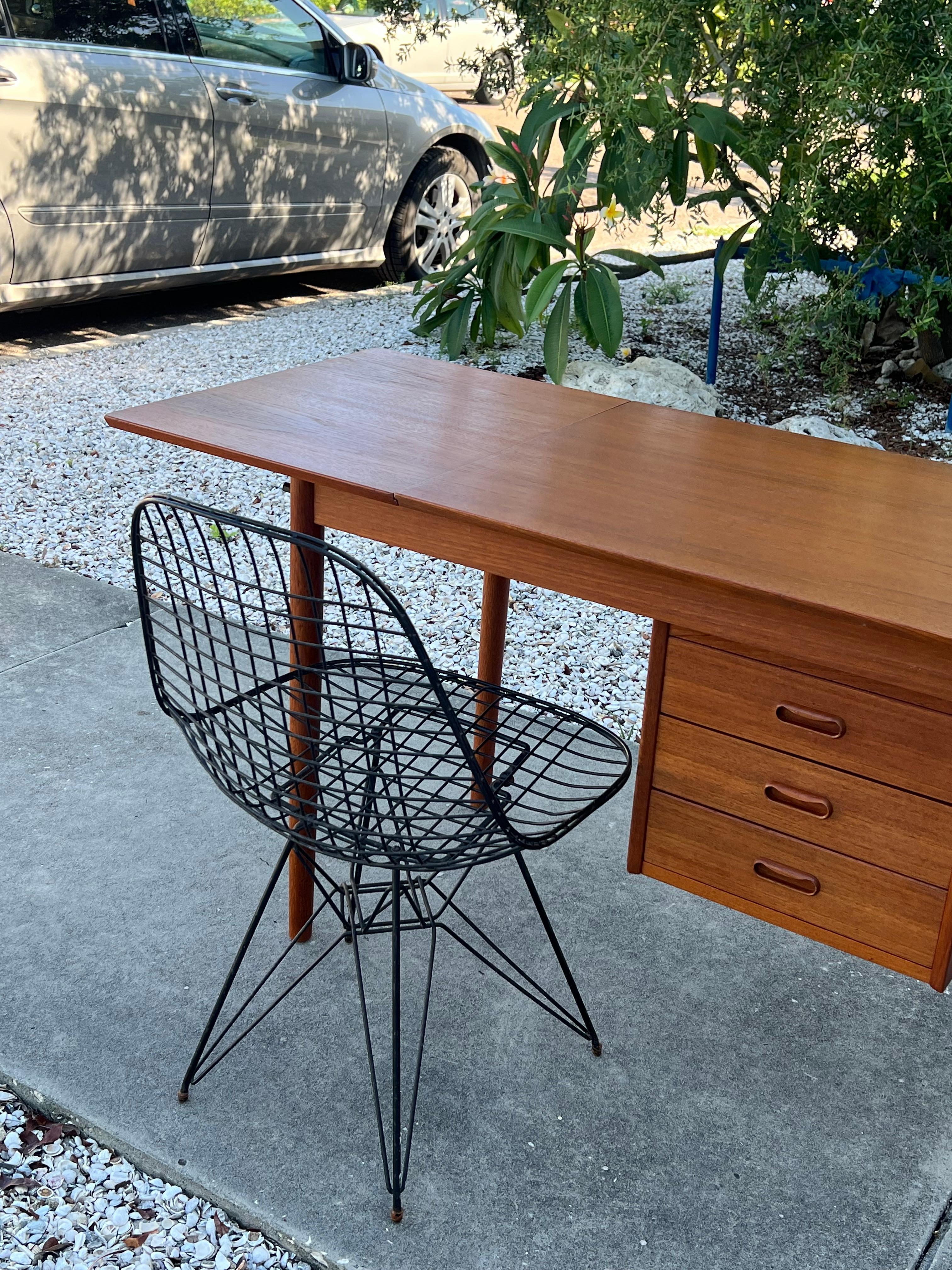 Arne Vodder Drop Leaf Desk Denmark Teak Sliding Drawers 1950's MCM For Sale 14