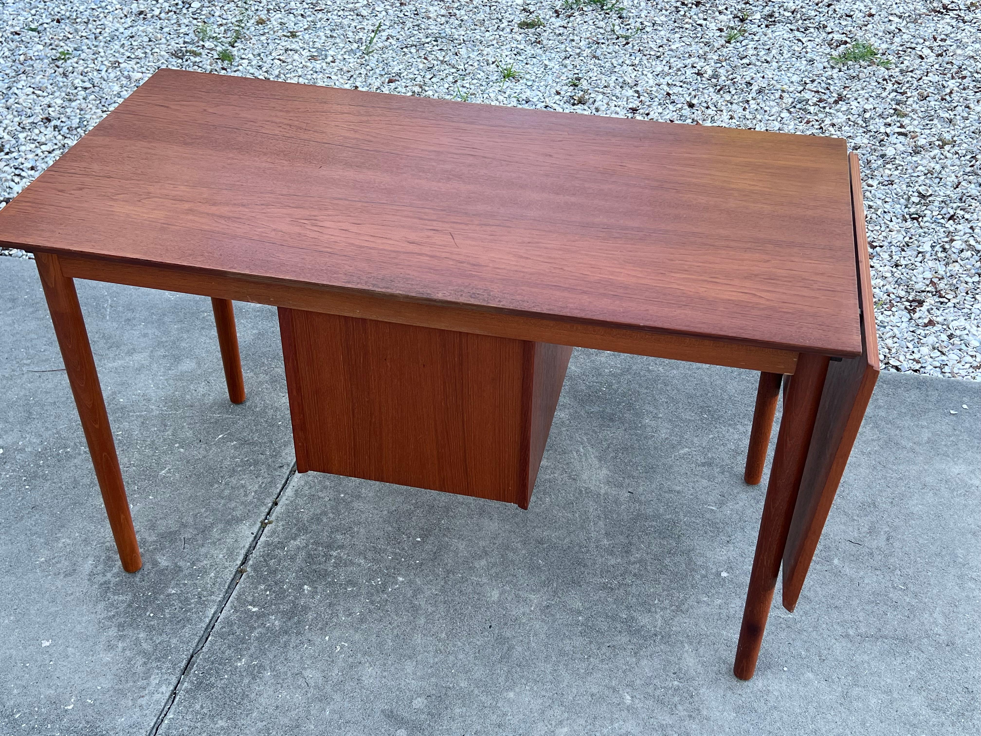 Mid-20th Century Arne Vodder Drop Leaf Desk Denmark Teak Sliding Drawers 1950's MCM For Sale