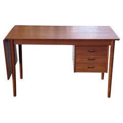 Arne Vodder Drop Leaf Desk Denmark Teak Sliding Drawers 1950's MCM