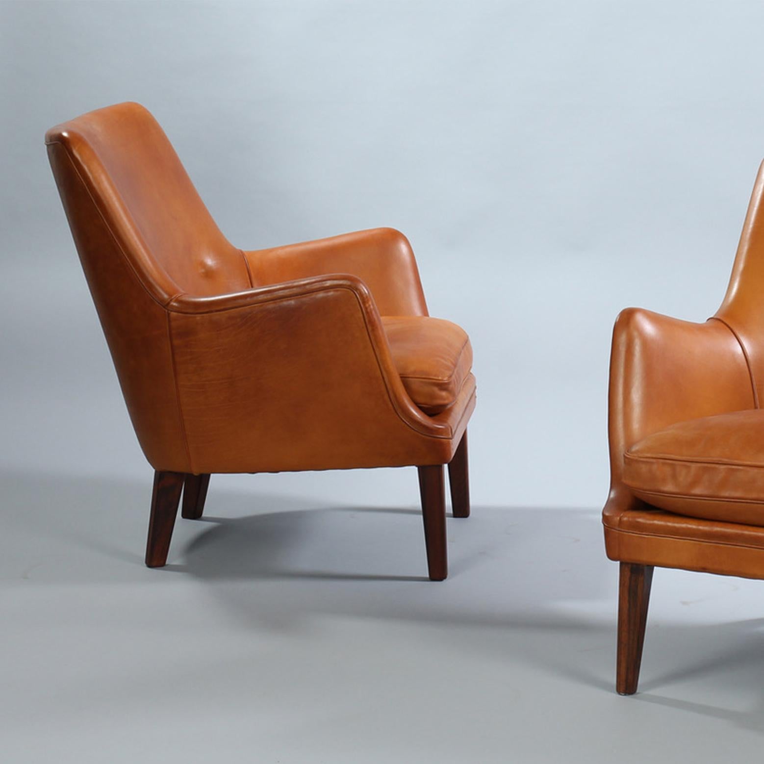 Scandinavian Modern Arne Vodder Easy chairs AV53 for Ivan Schlecter, 1953