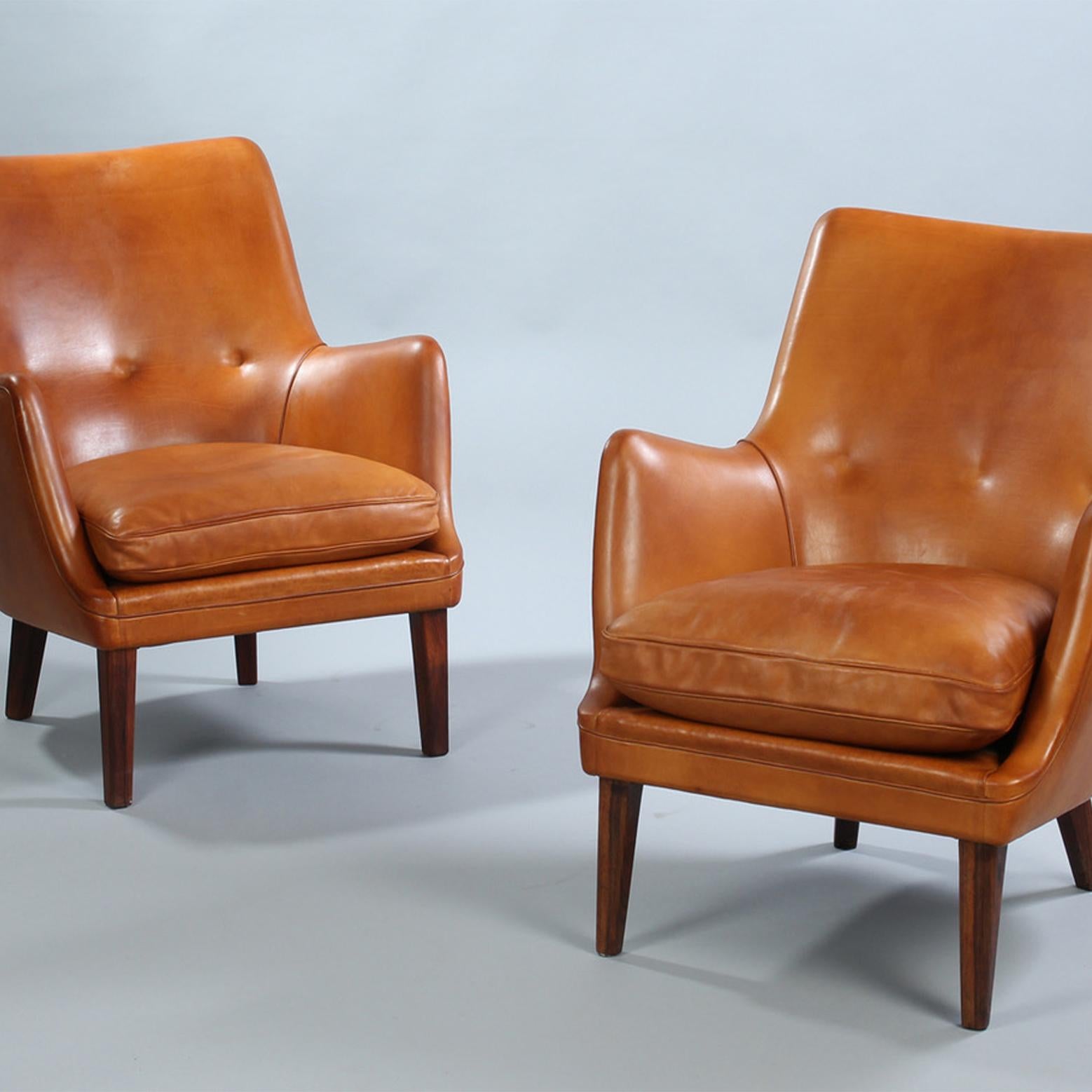 Arne Vodder Easy chairs AV53 for Ivan Schlecter, 1953 In Good Condition In Hudson, NY