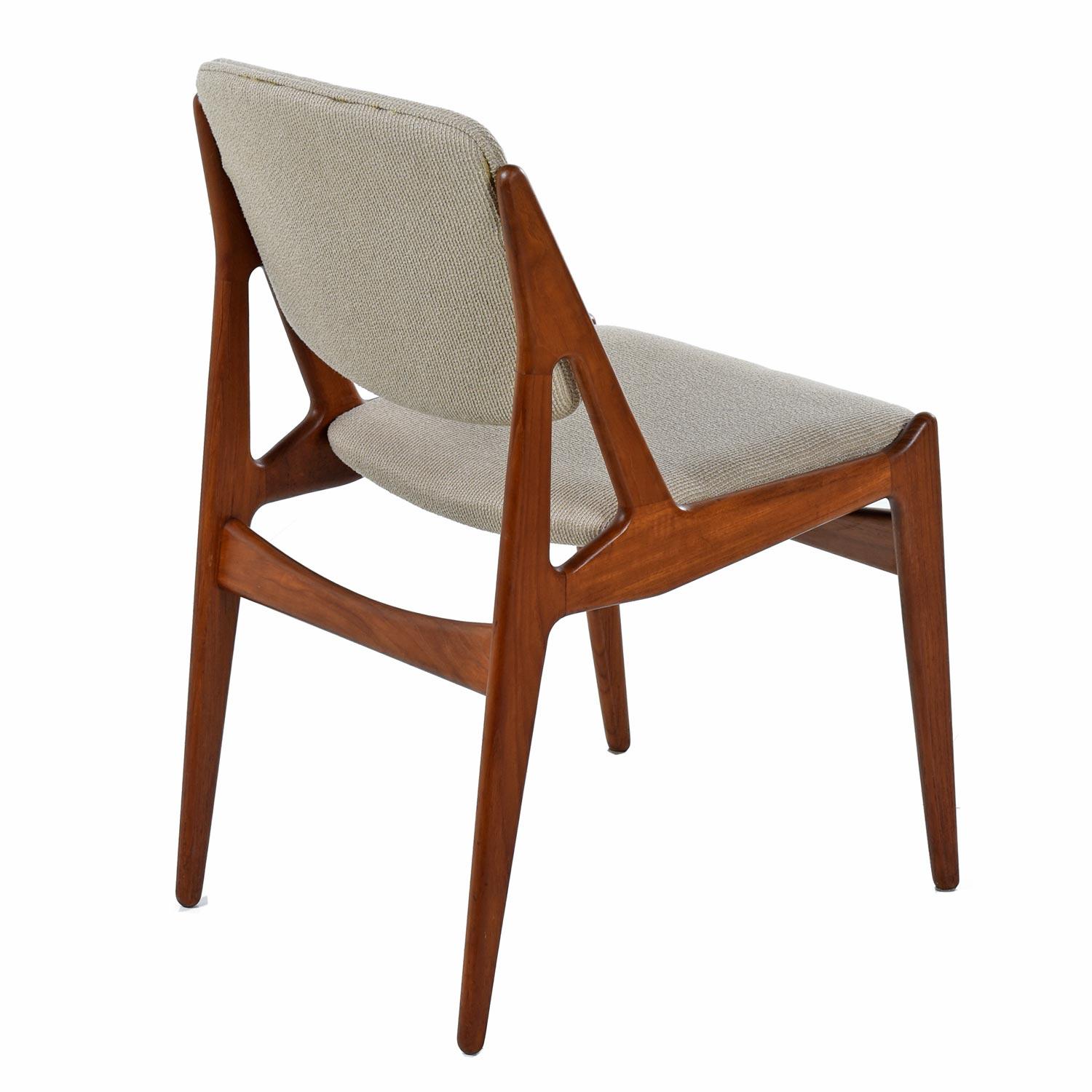 Upholstery Arne Vodder Ella Dining Chairs Solid Teak Swivel Back Danish Modern