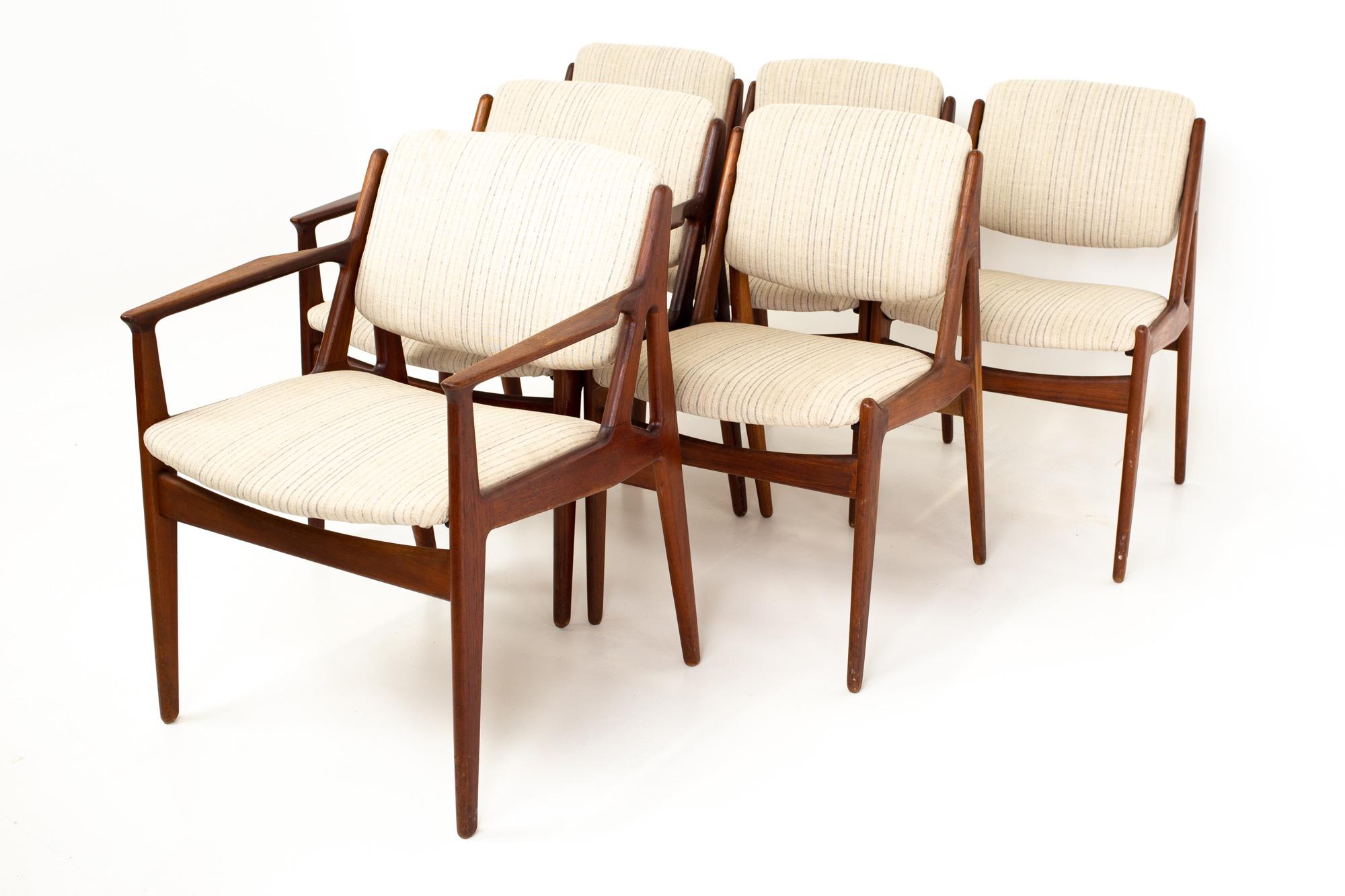 Mid-Century Modern Arne Vodder Elle and Ella Mid Century Teak Dining Chairs, Set of 6
