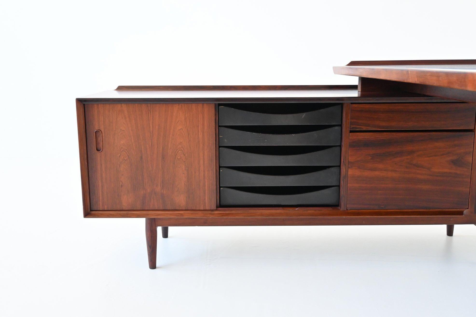 Arne Vodder Executive Desk and Return Rosewood Sibast Denmark 1960 2