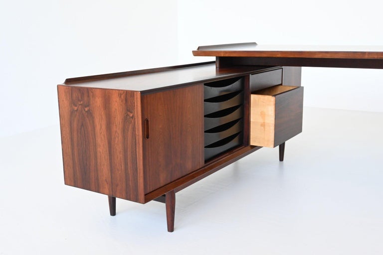 Arne Vodder Executive Desk and Return Rosewood Sibast Denmark 1960 For Sale 6