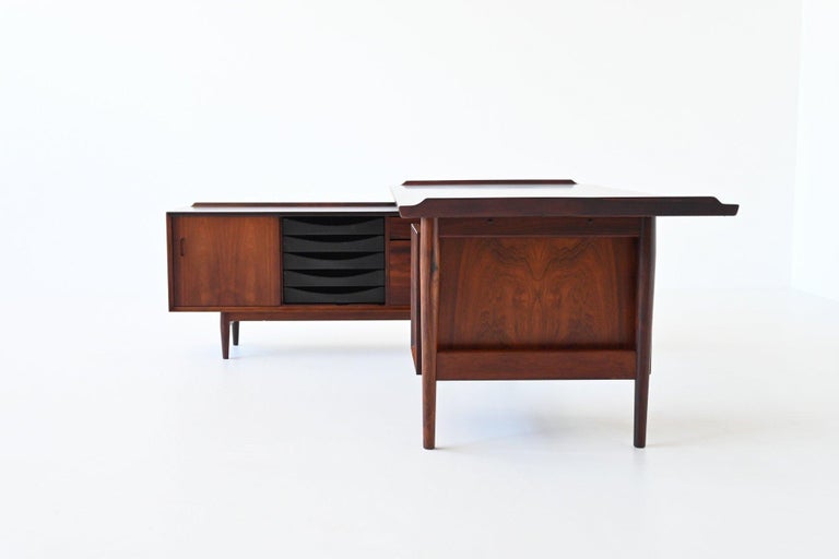 Mid-Century Modern Arne Vodder Executive Desk and Return Rosewood Sibast Denmark 1960 For Sale