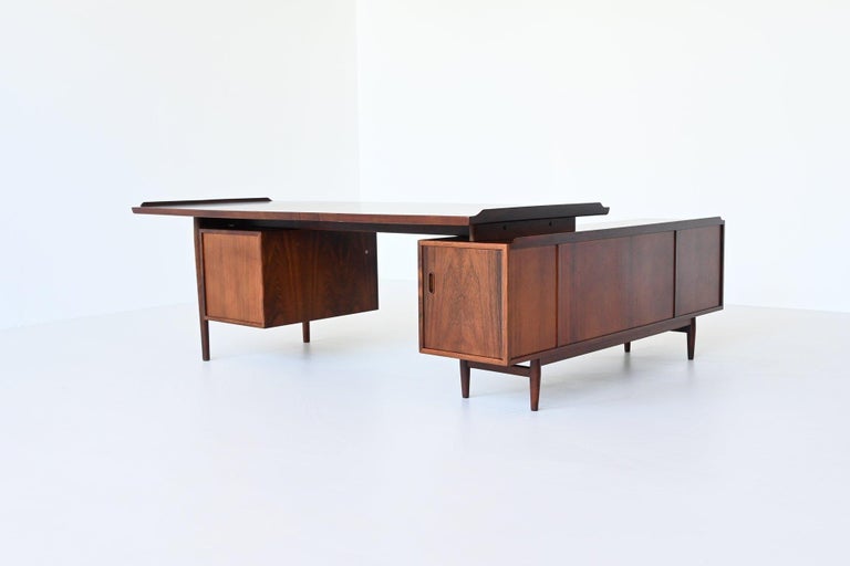 Danish Arne Vodder Executive Desk and Return Rosewood Sibast Denmark 1960 For Sale