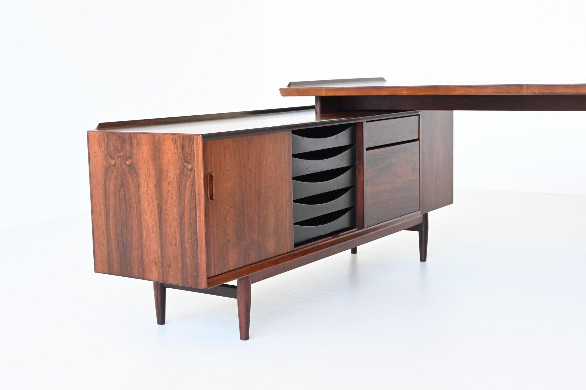 Arne Vodder Executive Desk and Return Rosewood Sibast Denmark 1960 1