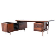 Arne Vodder Executive Desk and Return Rosewood Sibast Denmark 1960