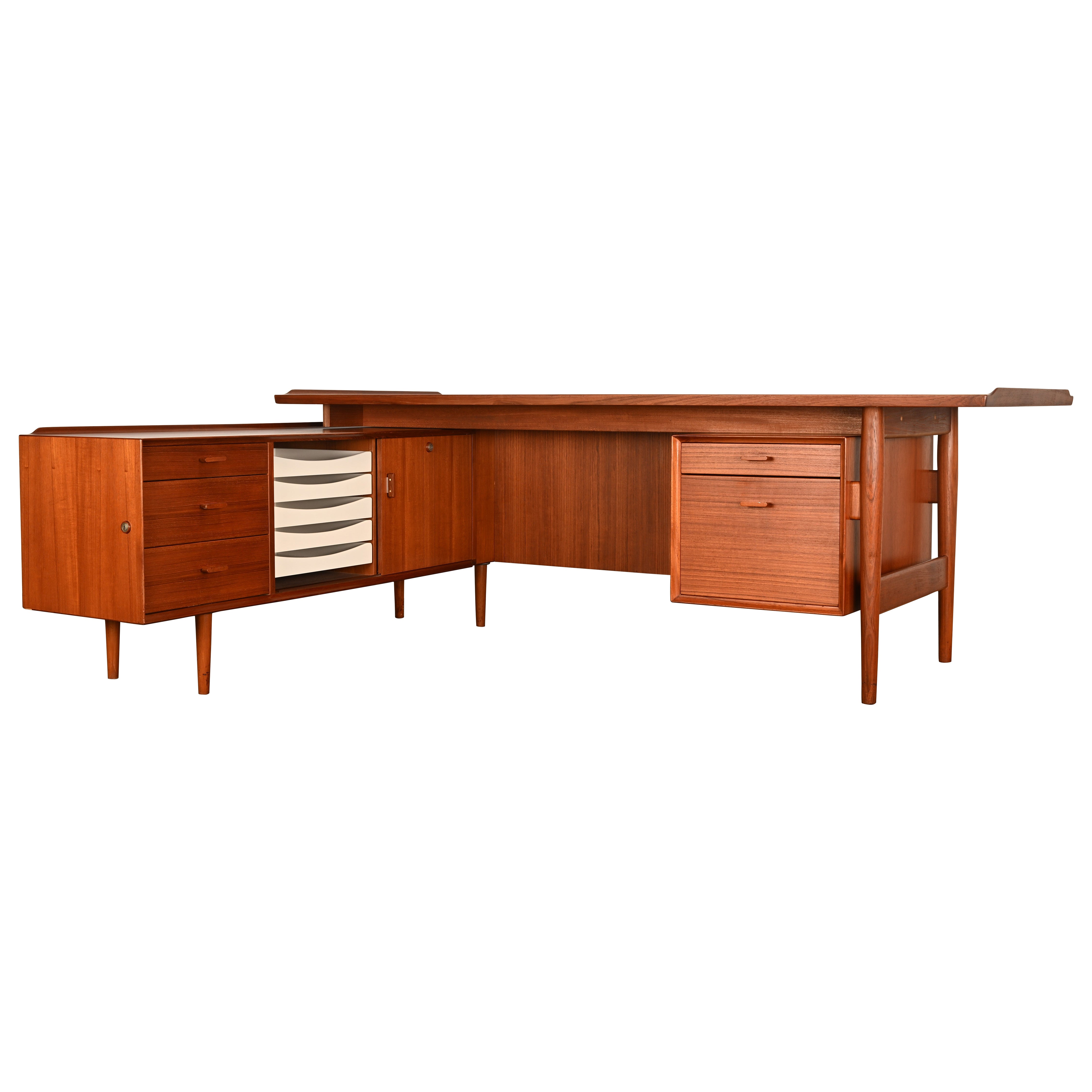 Scrivania direzionale in teak di Arne Vodder per Sibast, 1958 in vendita