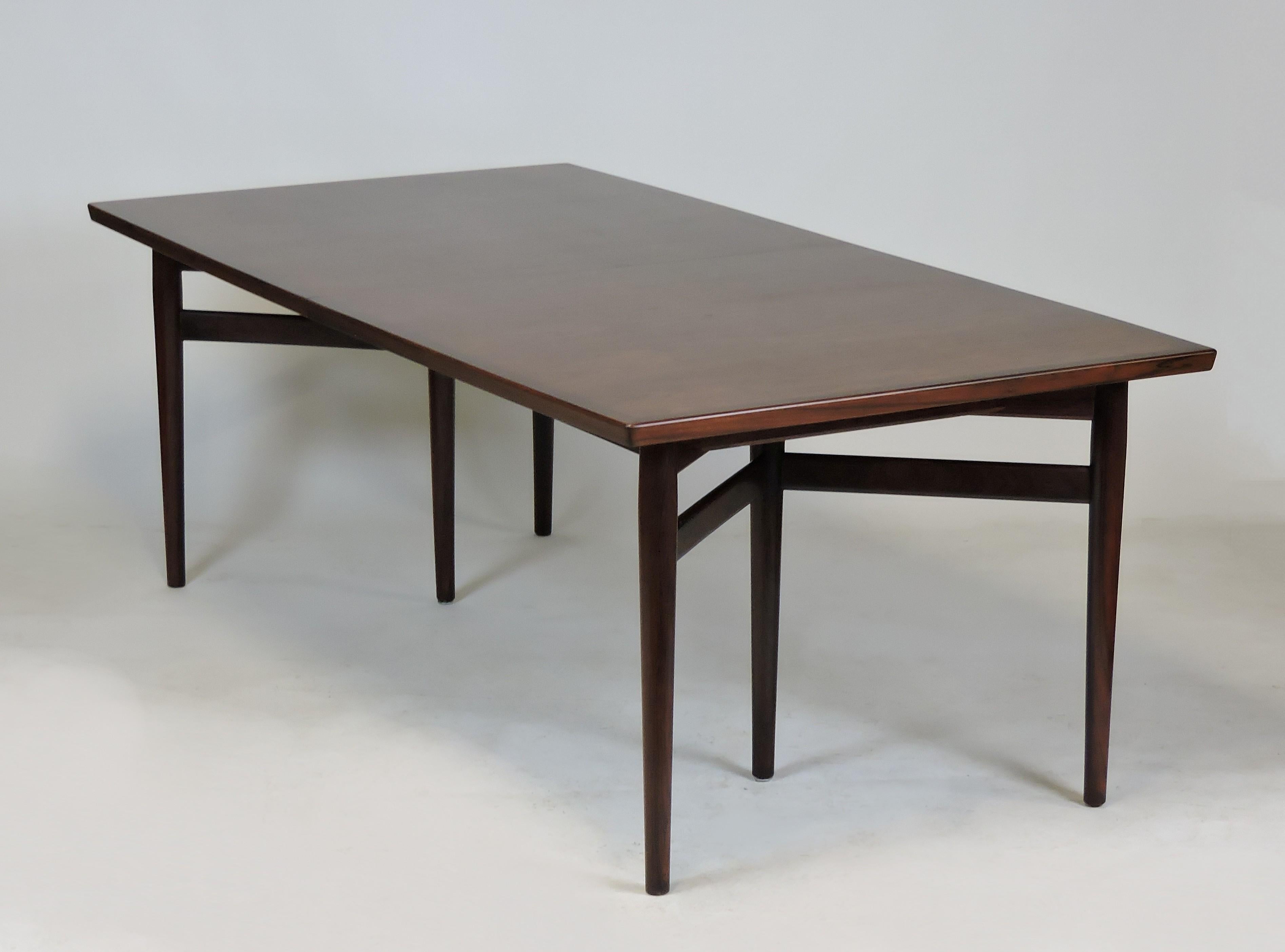 Arne Vodder Expandable Danish Modern Rosewood Dining Conference Table Model 201 5