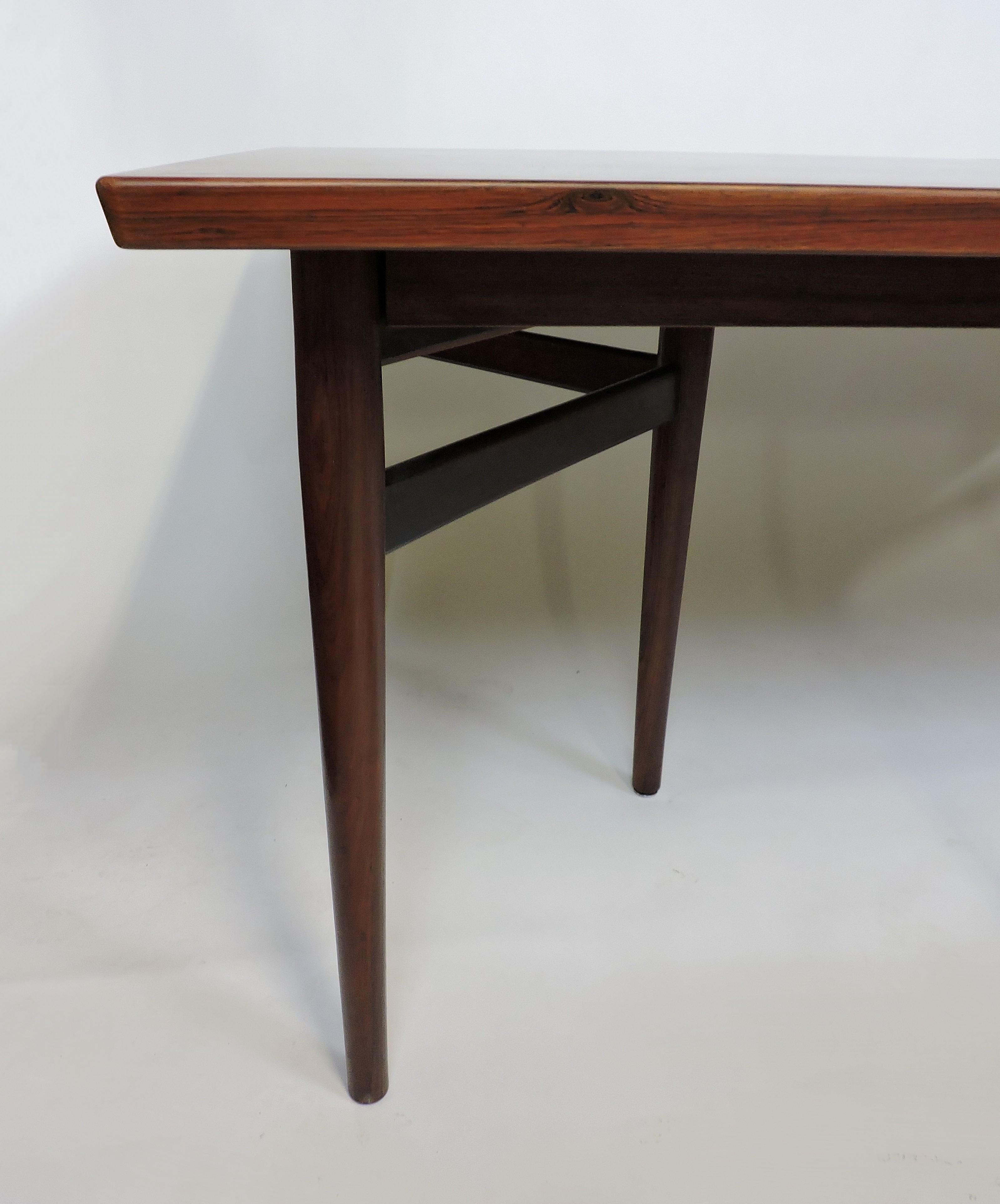 Arne Vodder Expandable Danish Modern Rosewood Dining Conference Table Model 201 1