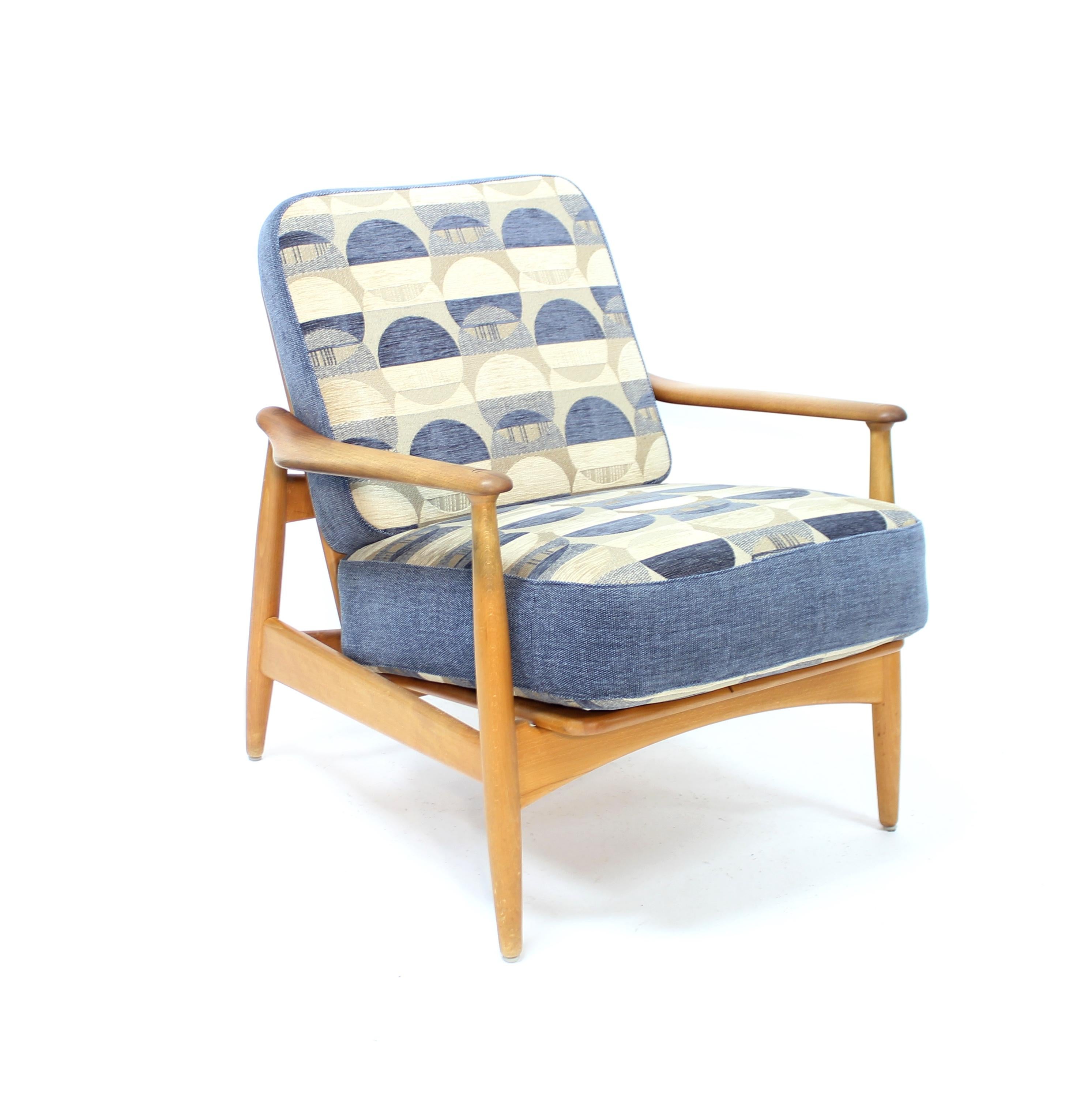Scandinave moderne Arne Vodder, chaise longue FD 161 en teck et hêtre, France & Son, Danemark, années 1960 en vente
