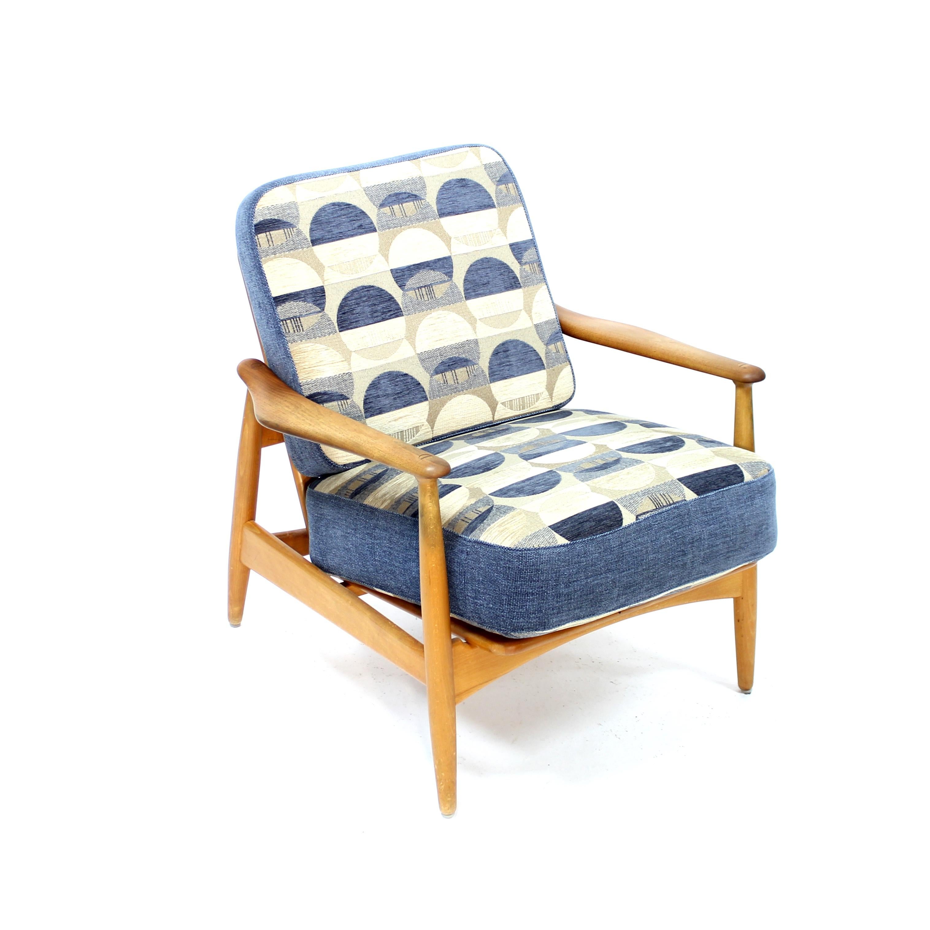 Danois Arne Vodder, chaise longue FD 161 en teck et hêtre, France & Son, Danemark, années 1960 en vente