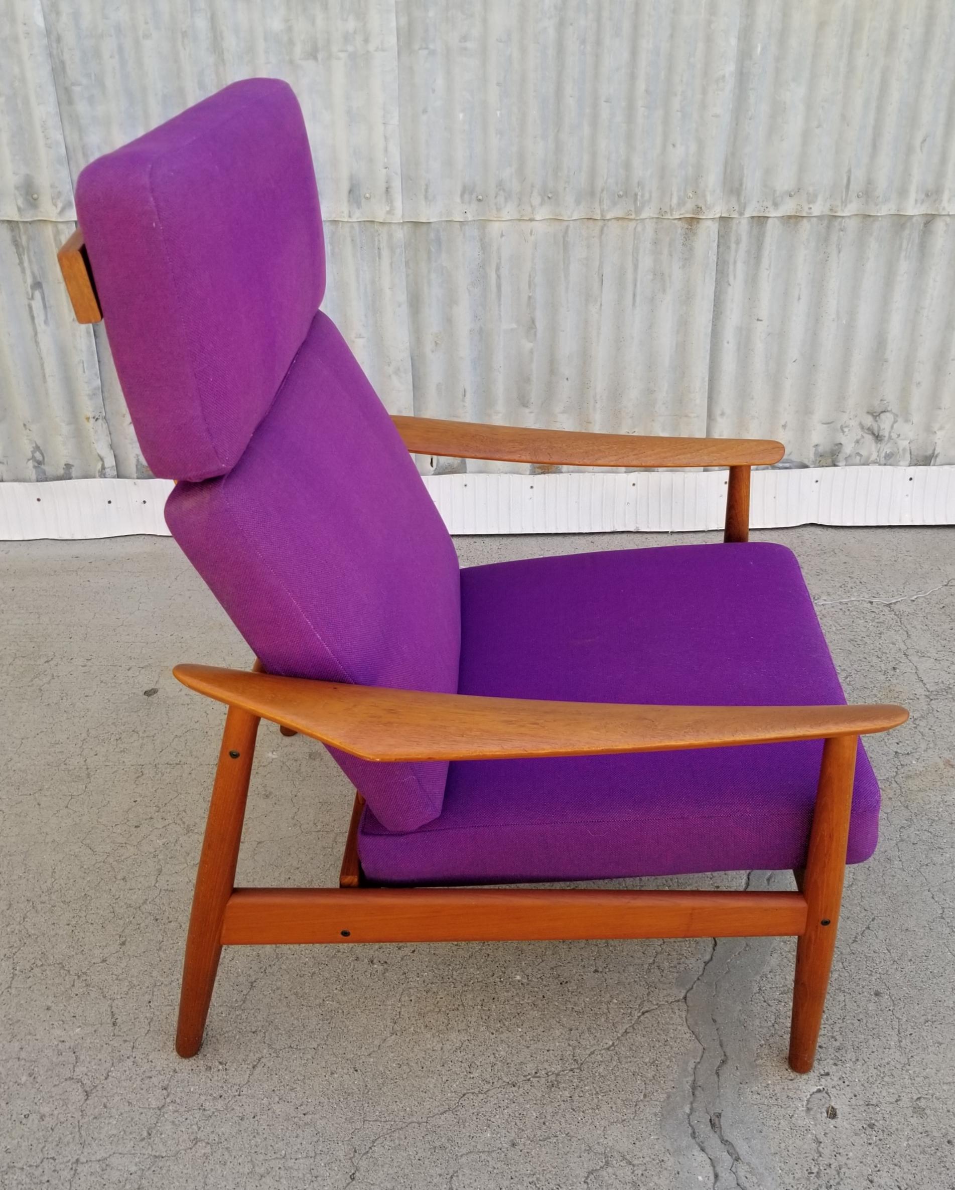 Danish Arne Vodder FD 164 Teak Adjustable Lounge Chair