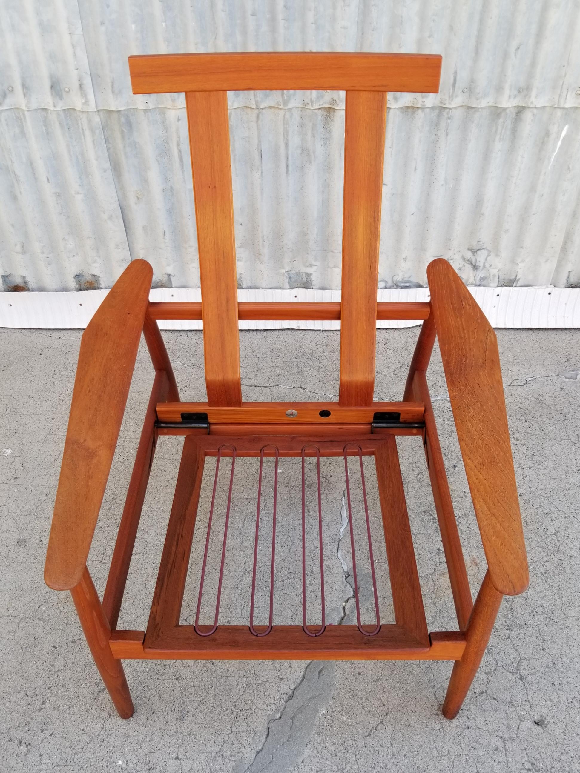 Arne Vodder FD 164 Teak Adjustable Lounge Chair In Good Condition In Fulton, CA