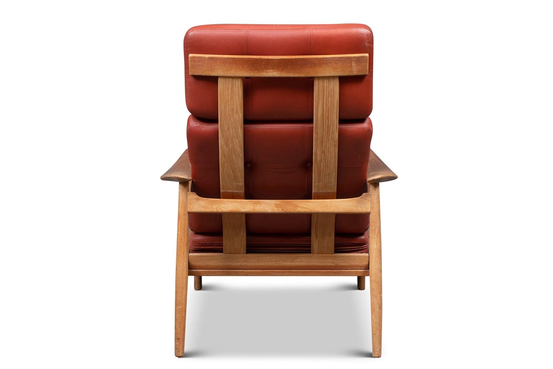 Mid-Century Modern Arne Vodder Fd 165 Highback Lounge Chair in Teak + Red Leather