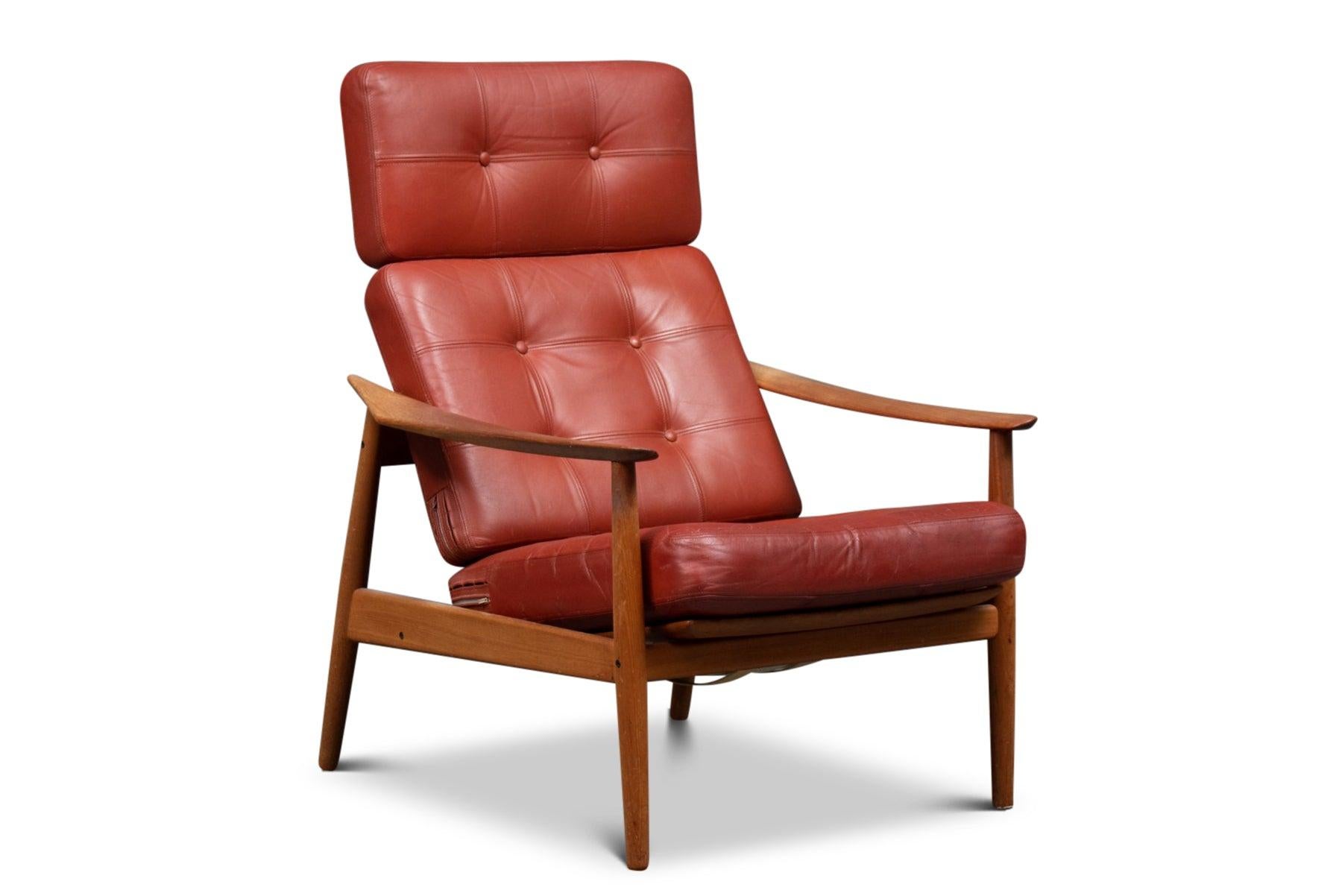 20th Century Arne Vodder Fd 165 Highback Lounge Chair in Teak + Red Leather