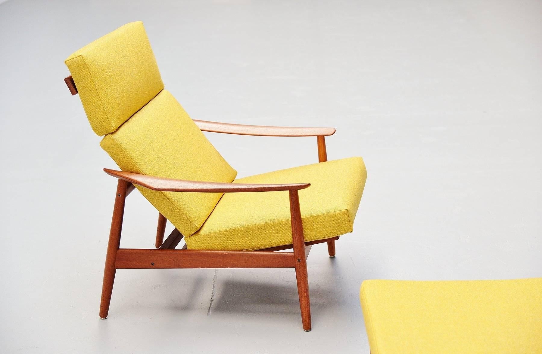 Arne Vodder FD164 Adjustable Lounge Chair France & Son 1962 In Excellent Condition In Roosendaal, Noord Brabant