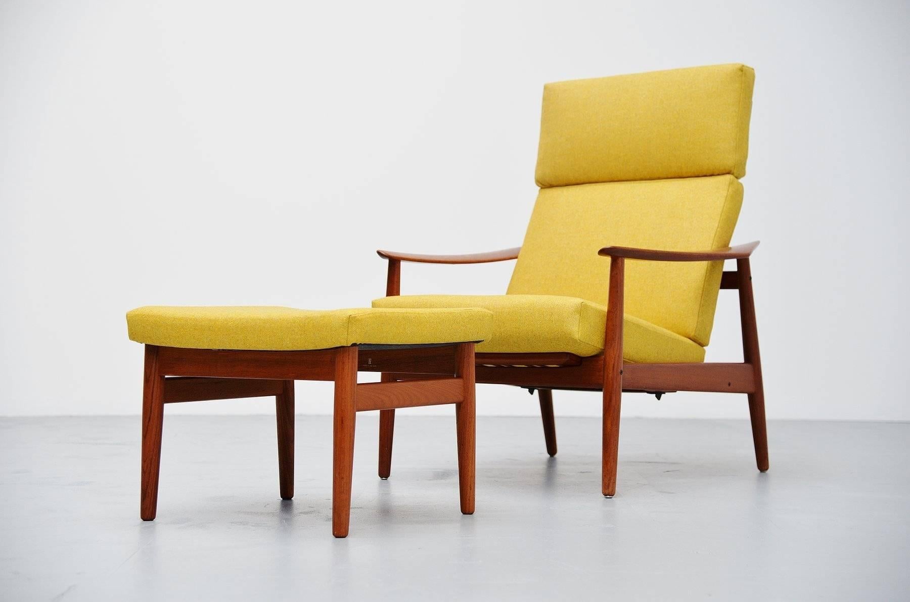 Mid-20th Century Arne Vodder FD164 Adjustable Lounge Chair France & Son 1962