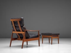 Chaise longue et pouf en teck Arne Vodder 'FD164'