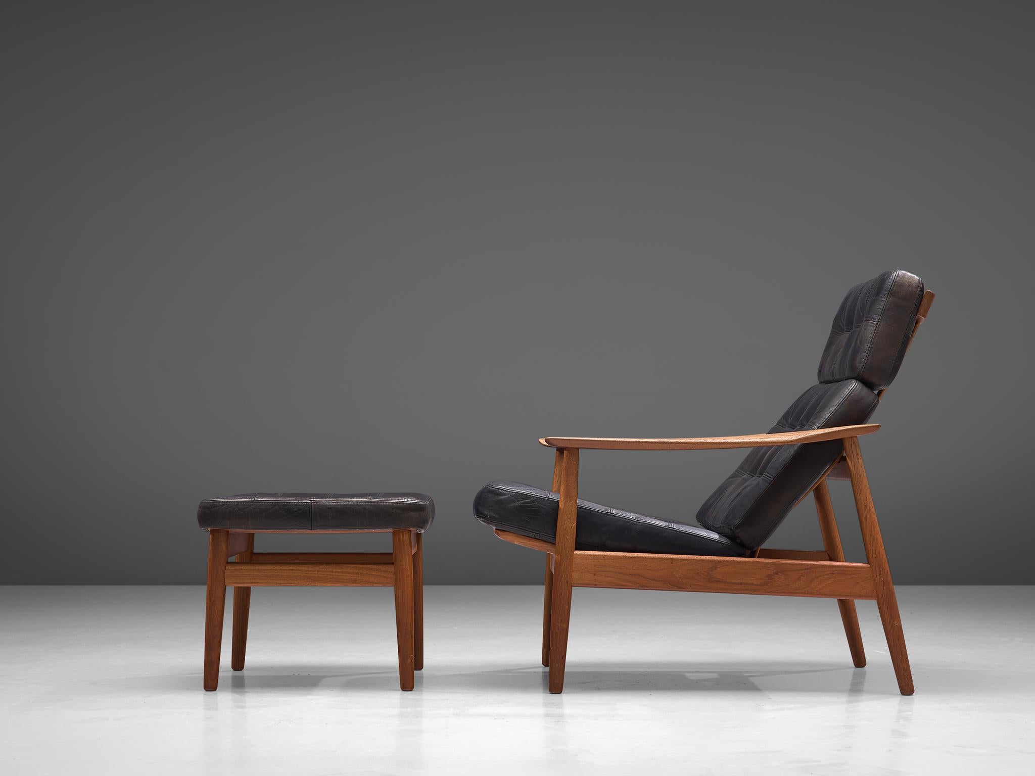 Scandinavian Modern Arne Vodder 'FD164' Teak Lounge Chair and Ottoman