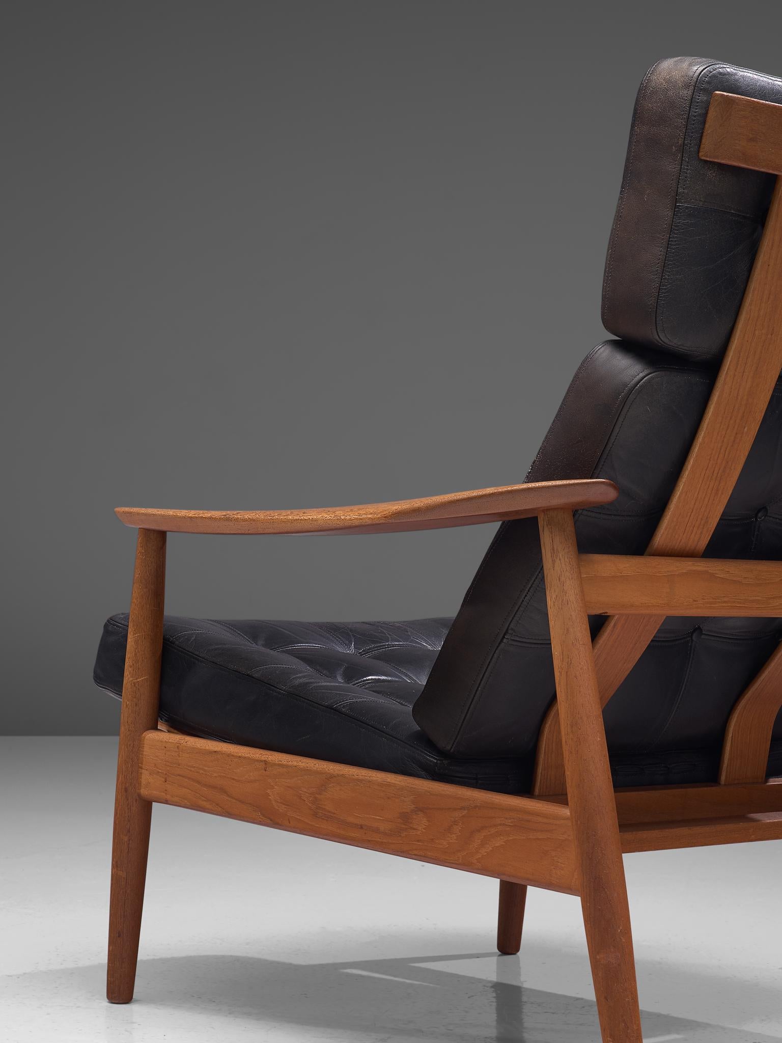 Danish Arne Vodder 'FD164' Teak Lounge Chair and Ottoman