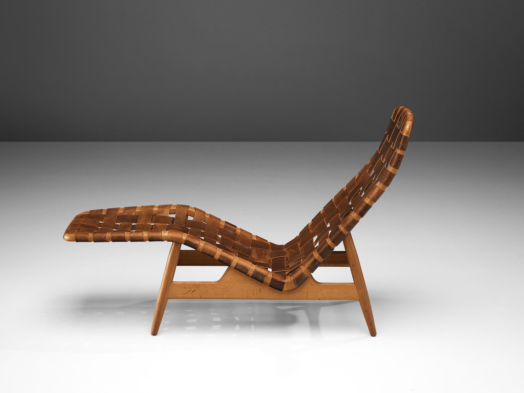 Arne Vodder for Bovirke Chaise Longue in Patinated Leather 4