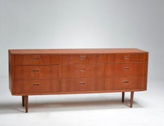Arne Vodder for Falster Danish Modern Nine-Drawer Teak Long Dresser or Credenza