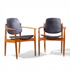 Arne Vodder for France & Son FD-184 Mid Century Danish Teak Dining Chairs - Pair