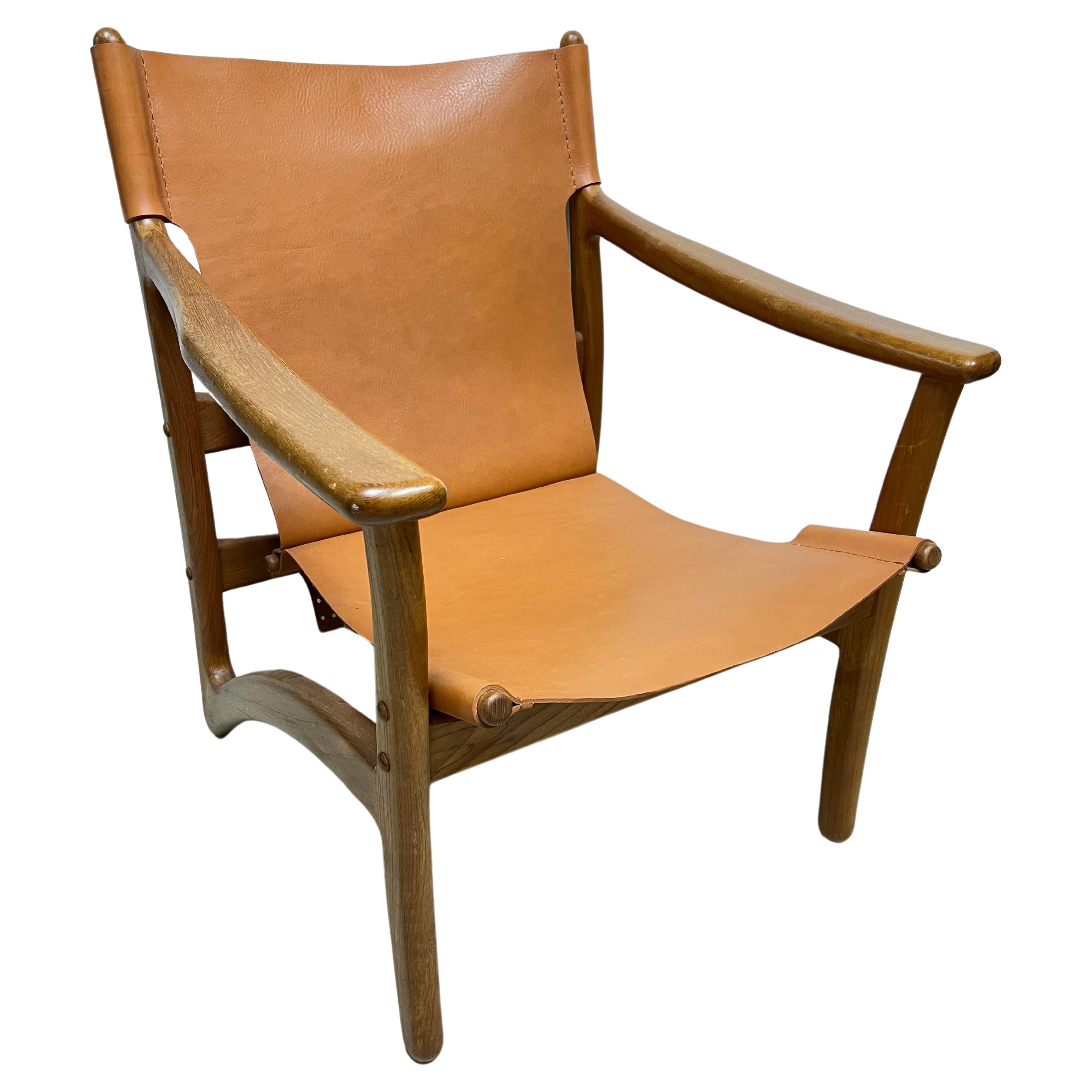 Arne Vodder for Kircodan Danish Teak and Cognac Leather Lounge Chair 1950s For Sale
