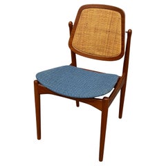 Arne Vodder Caned Swivel Back Dining / Desk / Side Chair w/ Solid Brass Hardware