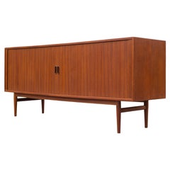 Arne Vodder for Sibast 75" Tambour Door Credenza/Cabinet in Teak Made in Denmark