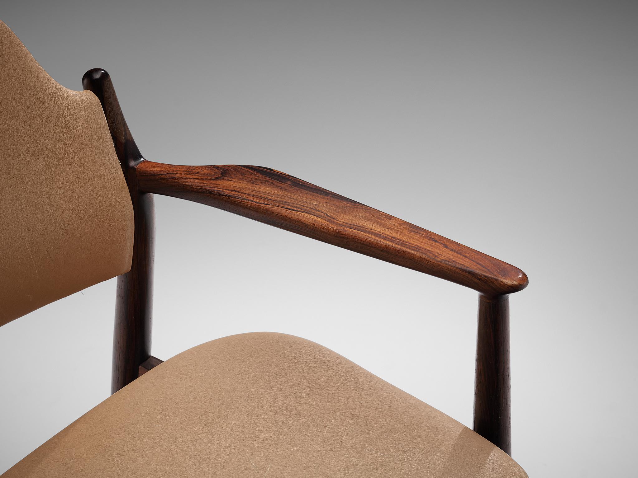 Arne Vodder for Sibast Armchair in Rosewood In Good Condition In Waalwijk, NL