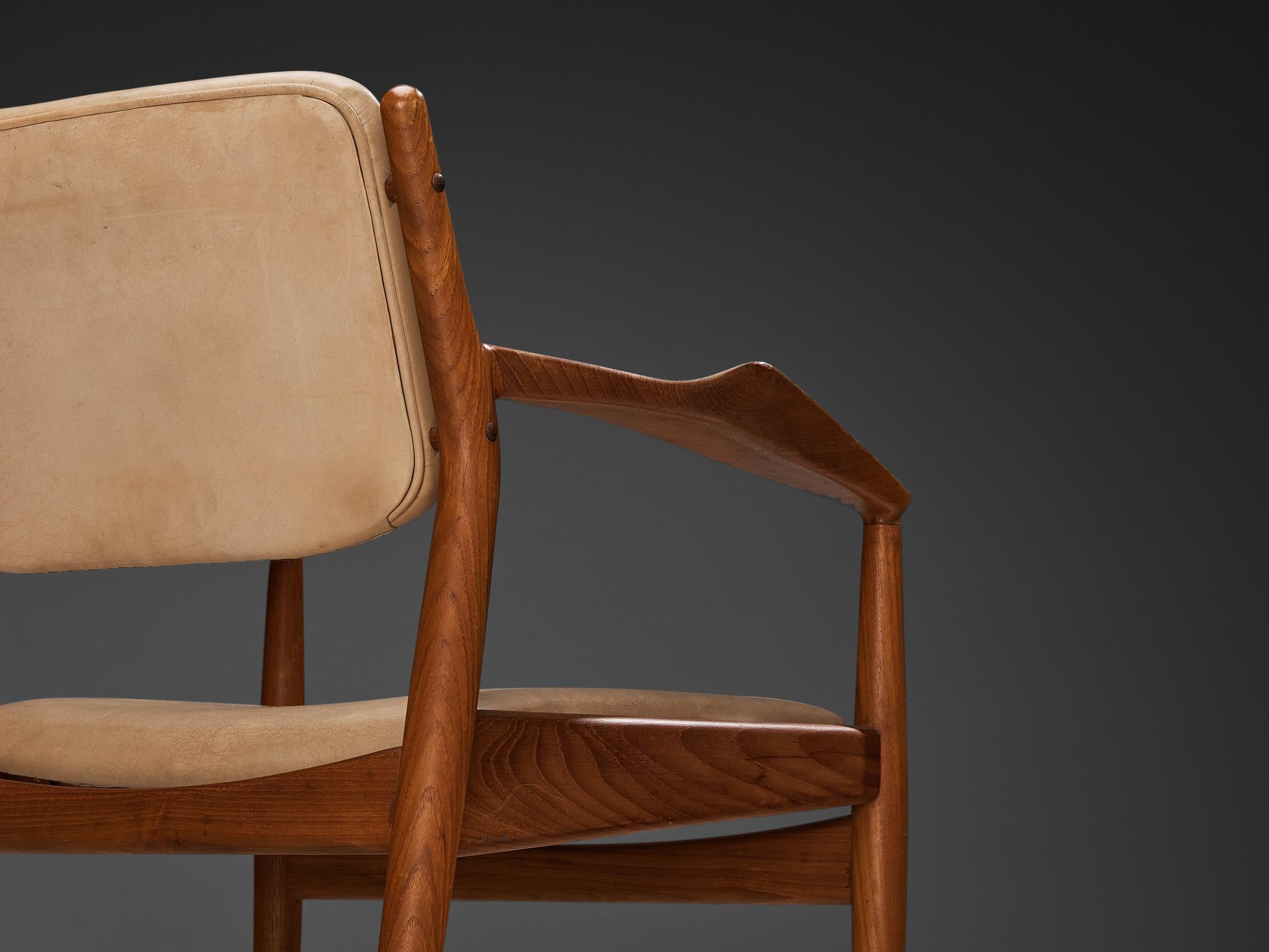 Arne Vodder per Sibast Poltrone in Teak e Tappezzeria Beige In condizioni buone in vendita a Waalwijk, NL