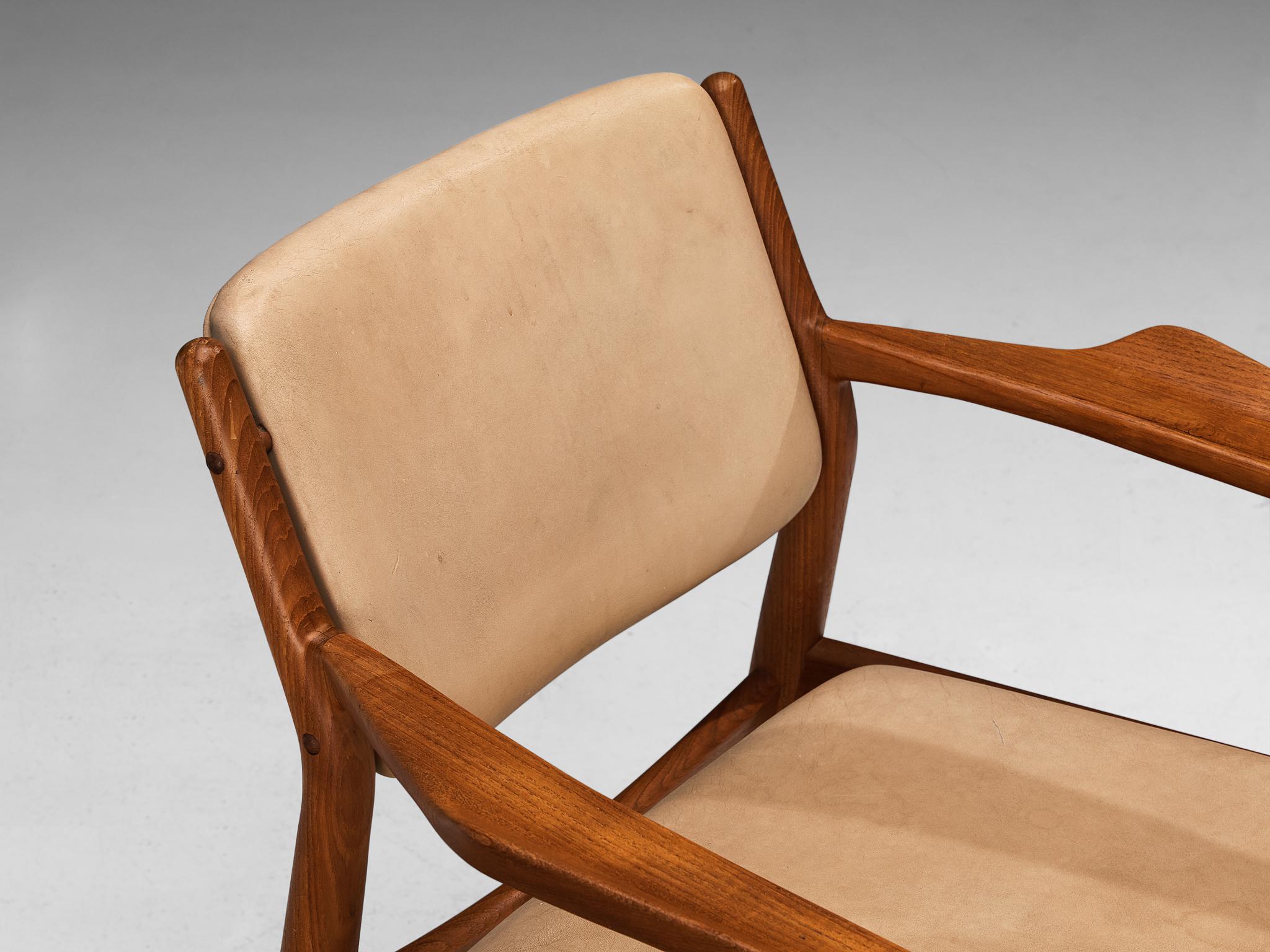 Arne Vodder per Sibast Poltrone in Teak e Tappezzeria Beige in vendita 1