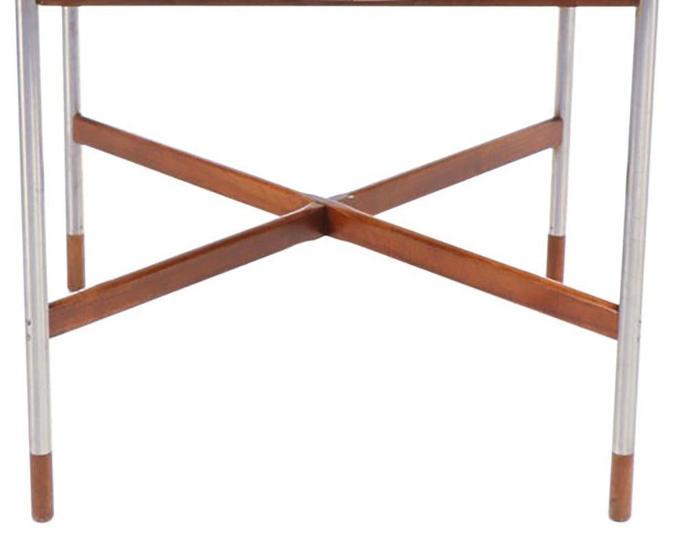 Mid-Century Modern Arne Vodder for Sibast, Attr. Walnut and Brushed Stainless Steel Dining Table For Sale