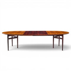 Arne Vodder for Sibast Danish Rosewood Expanding Oval Dining Table with 2 Leaves