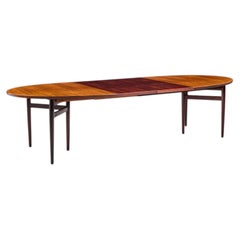 Arne Vodder for Sibast Danish Rosewood Expanding Oval Dining Table with 2 Leaves