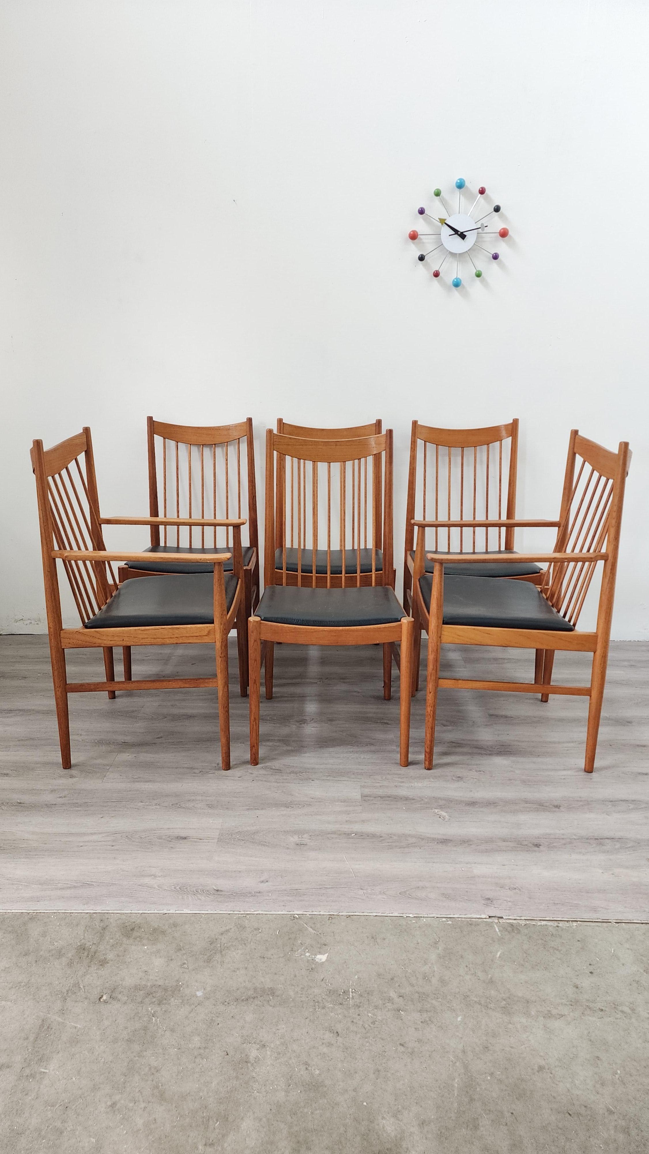 Mid-Century Modern Arne Vodder for Sibast Danish Teak Dining Chairs set of 6
