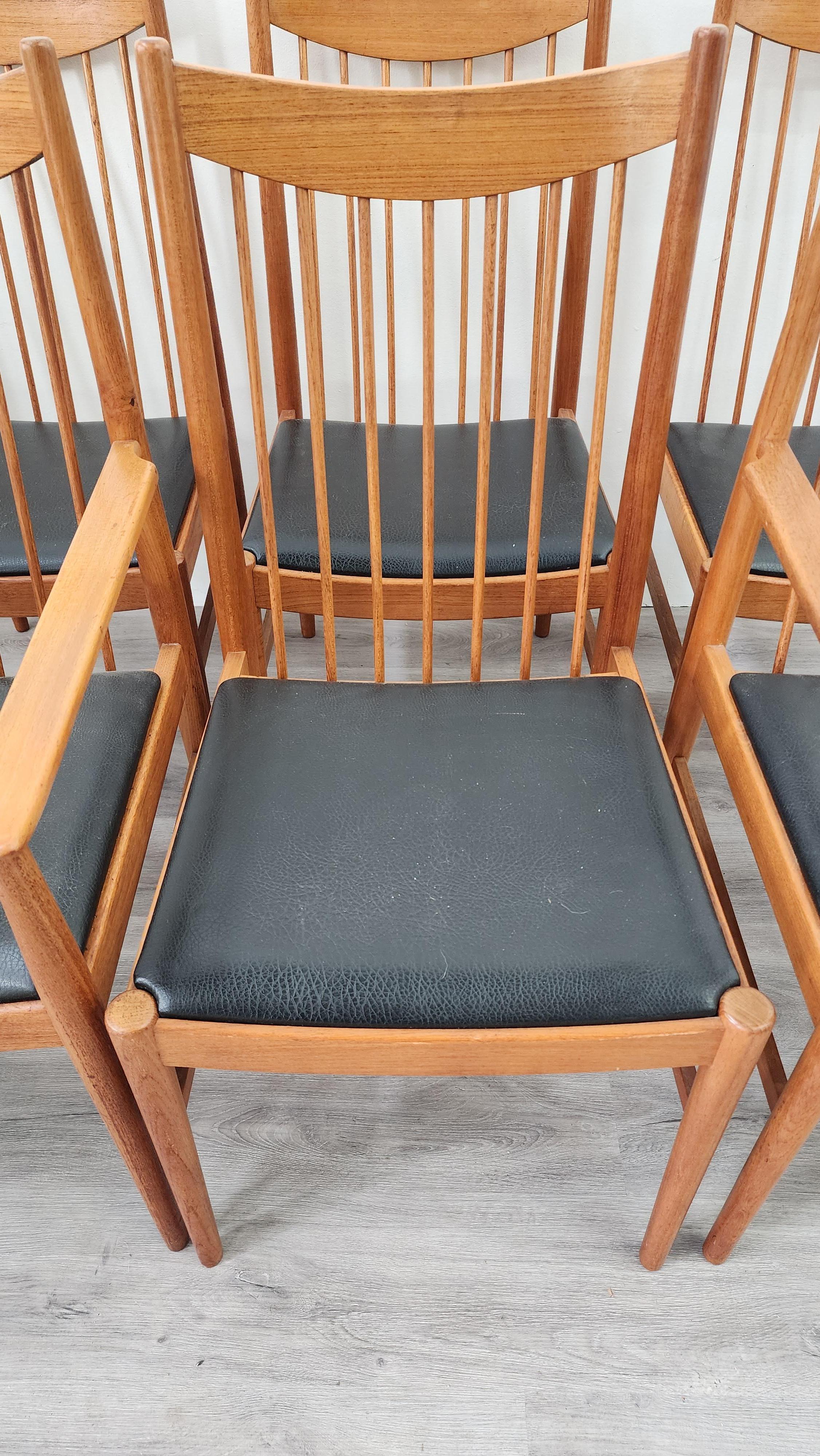 Arne Vodder for Sibast Danish Teak Dining Chairs set of 6 In Good Condition In Frederick, MD