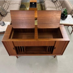 Arne Vodder for Sibast Danish Teak Tambour Door Stereo Cabinet