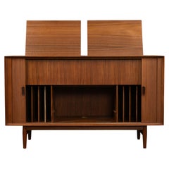 Arne Vodder for Sibast Danish Teak Tambour Door Stereo Cabinet