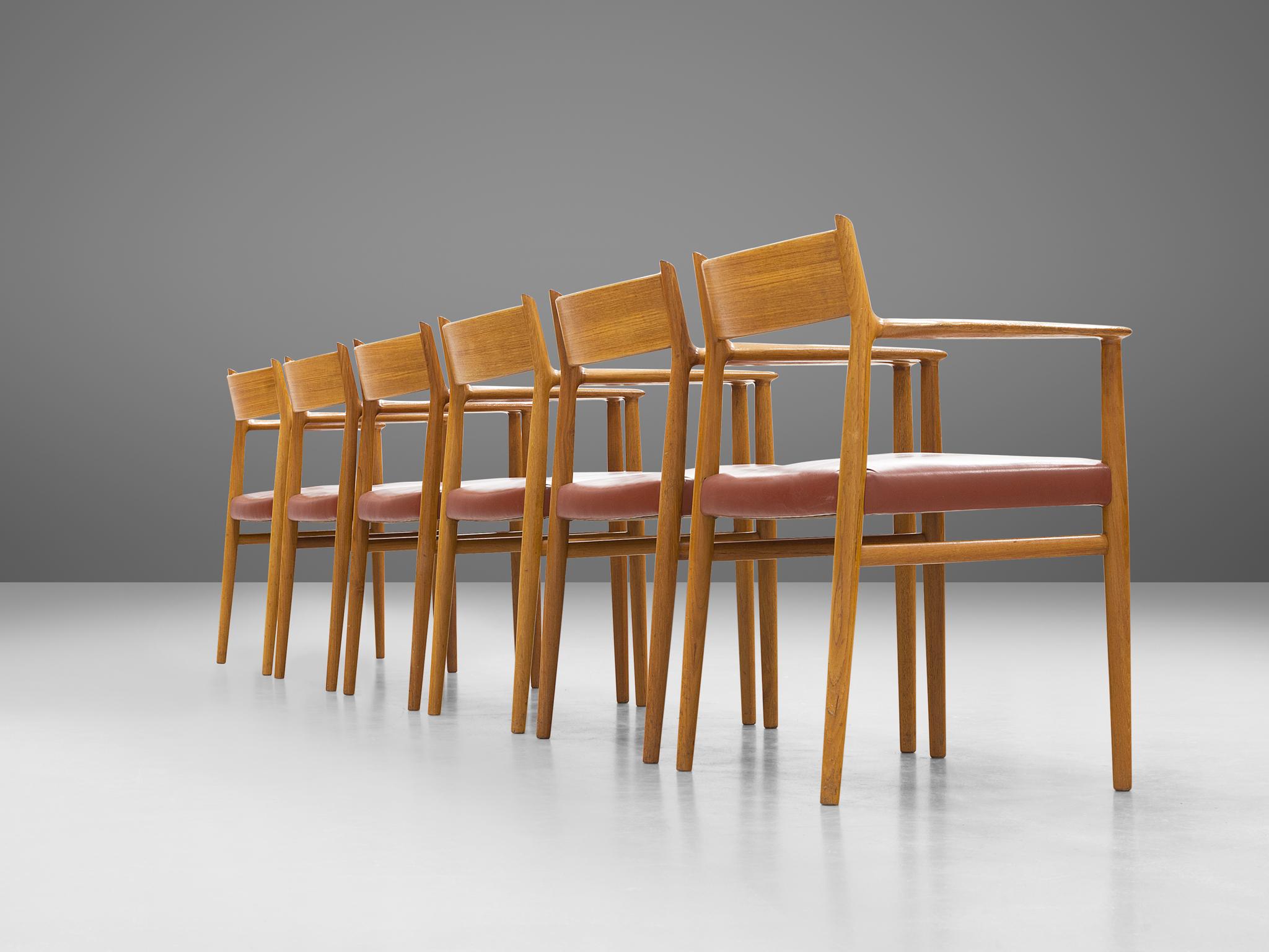 Mid-Century Modern Arne Vodder for Sibast Møbler Set of Six Dining Chairs in Teak 