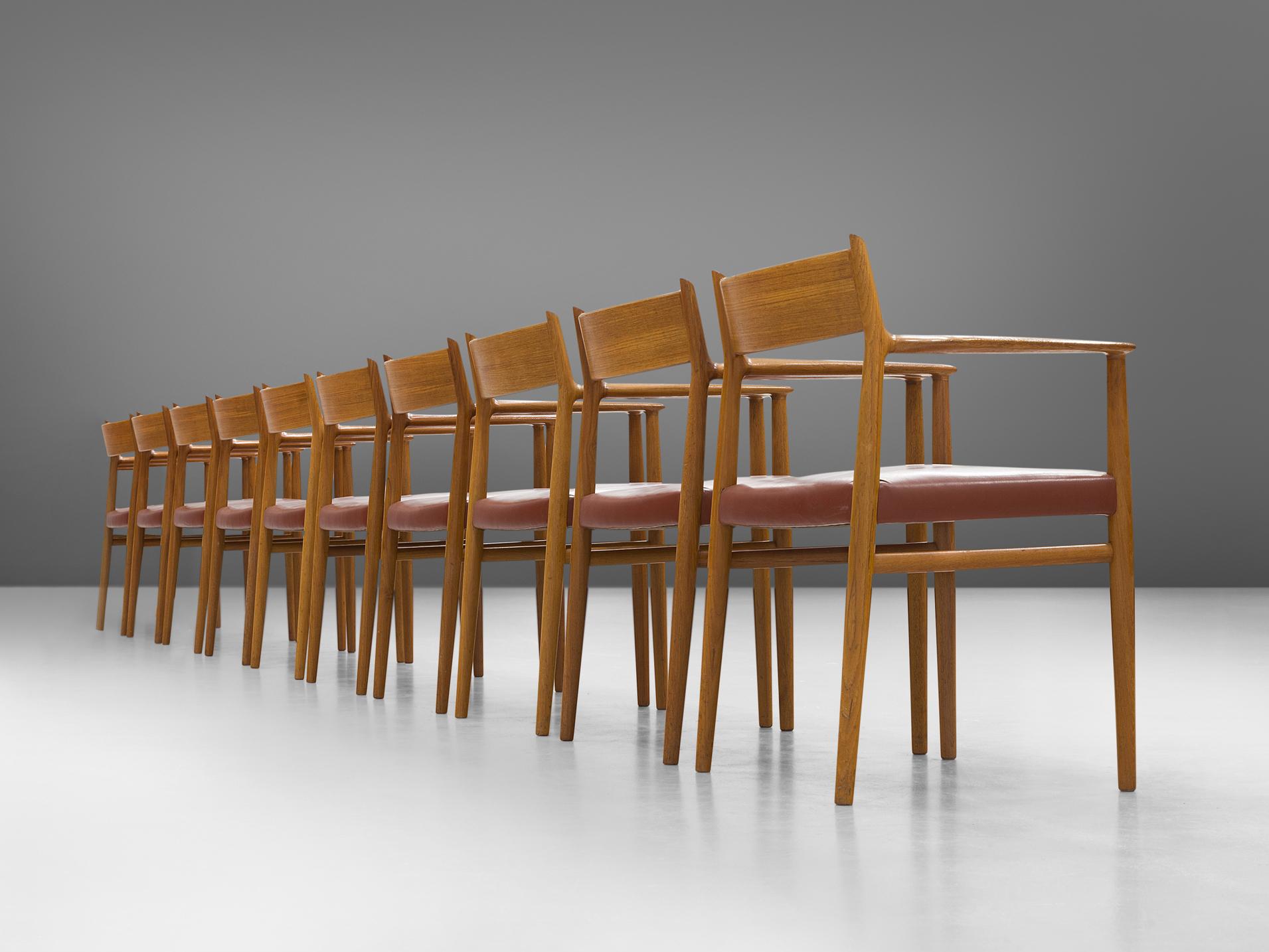 Danish Arne Vodder for Sibast Møbler Set of Ten Dining Chairs in Teak