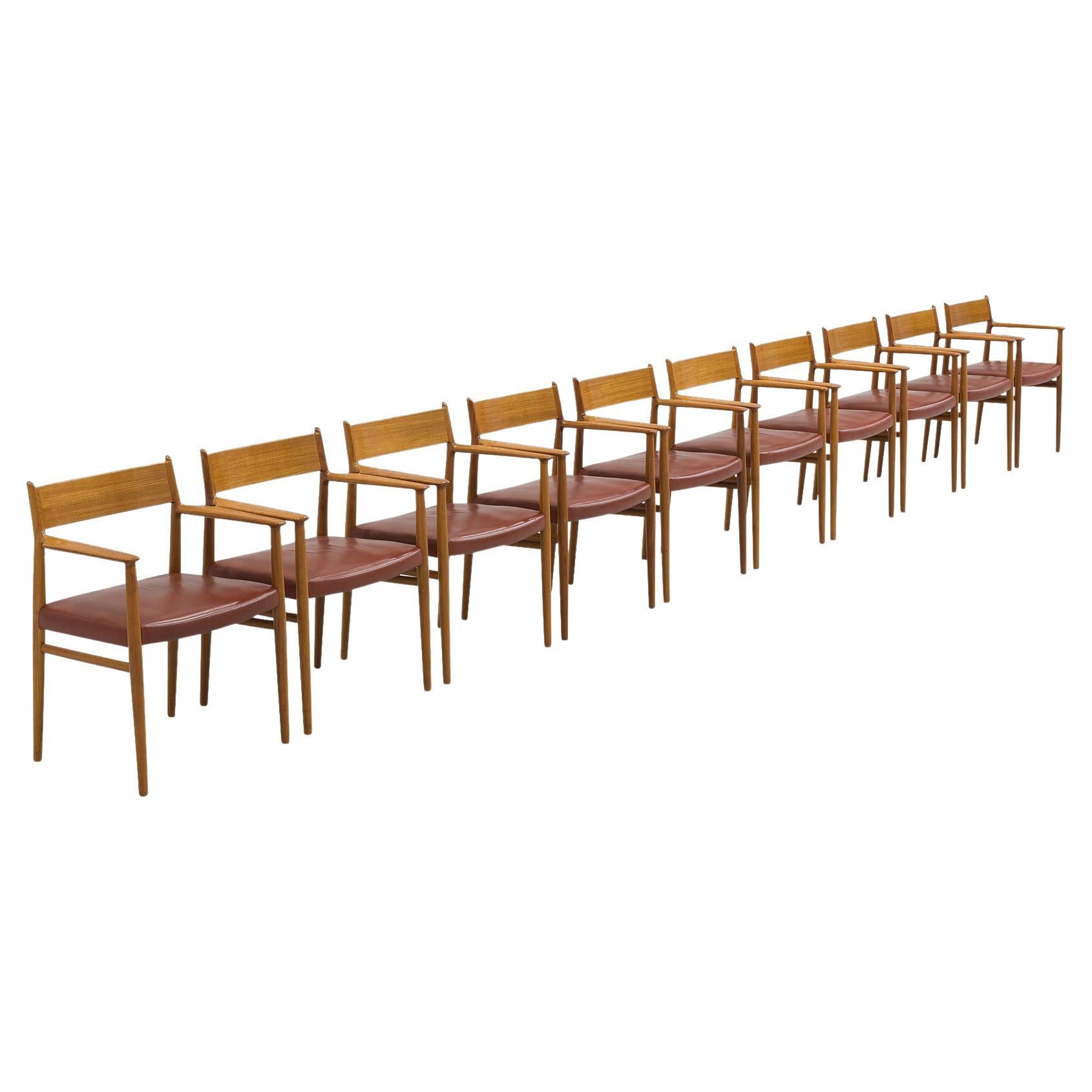 Arne Vodder for Sibast Møbler Set of Ten Dining Chairs in Teak