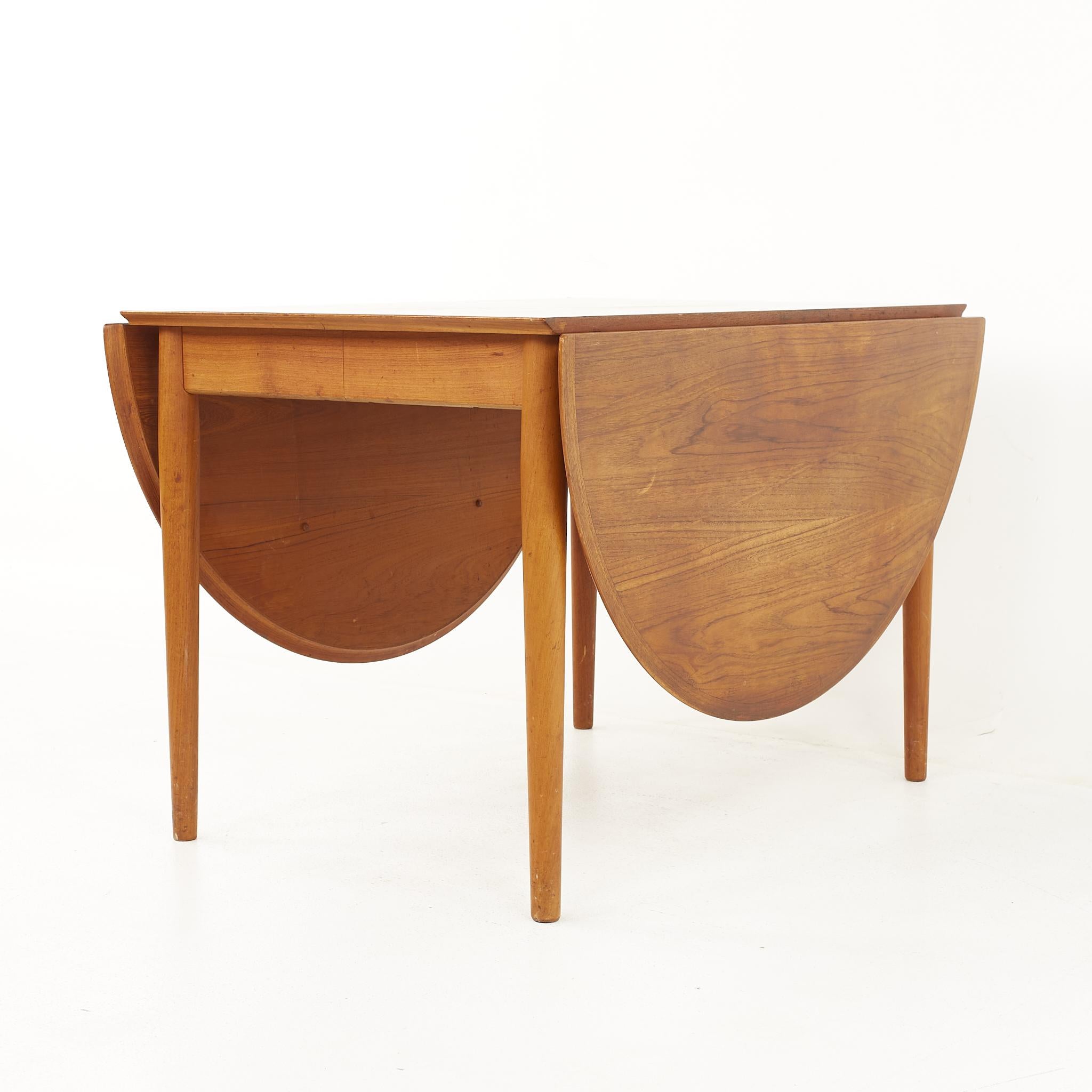 Mid-Century Modern Arne Vodder for Sibast Mid Century Danish Teak Drop Leaf Expanding Dining Table For Sale