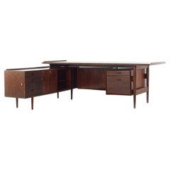 Arne Vodder for Sibast Mid Century Rosewood Corner L Shaped Executive Desk